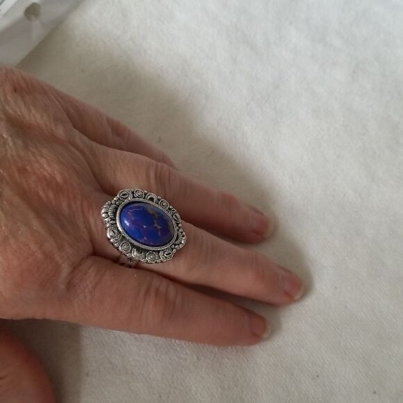 Purple vintage style silver tone band size 9 - Picture 9 of 11